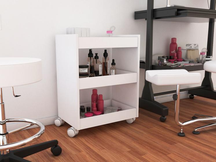 Carrinho MANICURE Auxiliar C/3 bandejas p/esmaltes 45X60X30 BRANCO Menor preço em Carrinho MANICURE Auxiliar C/3 bandejas p/esmaltes 45X60X30 BRANCO