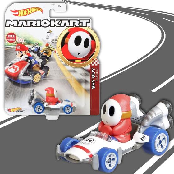 Imagem de Carrinho Mario Kart Hot Wheels 1:64 Original - Mattel Gbg25 Shy Guy B Dasher Cód. 1882