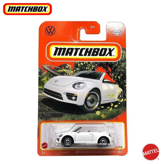 Voiture Miniature Matchbox Volkswagen Beetle Cabriolet 2019 - Modèle 1:64, Métal, Roues Mobiles (environ 7,5 Cm)