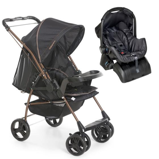 Carrinho Milano Preto Cobre e Bebe Conforto e Base Galzerano Menor preço em Carrinho Milano Preto Cobre e Bebe Conforto e Base Galzerano