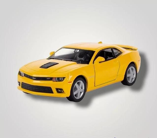 Imagem de Carrinho Miniatura Camaro Amarelo 2014 Fricção Metal Escala 1/38