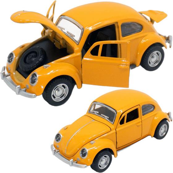 Imagem de Carrinho Miniatura Fusca Amarelo Metal Colecionável Fricção