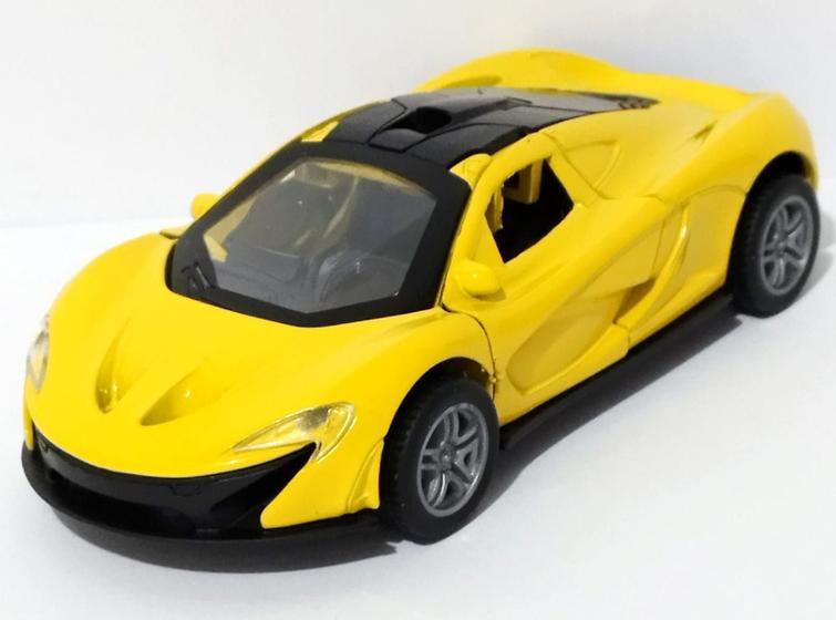 Imagem de Carrinho  Miniatura McLaren Abre Porta Fricção Metal Escala 1:32(Amarela)