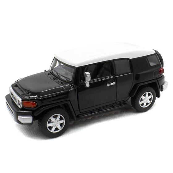 Imagem de Carrinho Miniatura Toyota FJ Cruiser Metal Fricção 12,5 cm Preto teto Branco