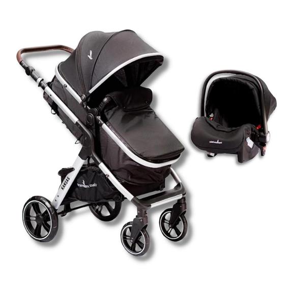 Carrinho de Bebe Premium Baby Bebê Conforto Kansas Silver Preto e Prata Carrinho de Bebe Premium Baby Bebê Conforto Kansas Silver Preto e Prata