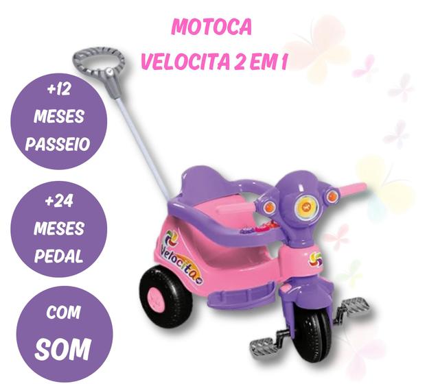 Imagem de Carrinho Motoca Triciclo Infantil Velocita Lilás 