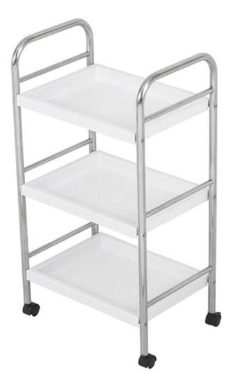 Imagem de Carrinho Multiuso Organizador 74X40X32Cm Rodas - Aço Inox