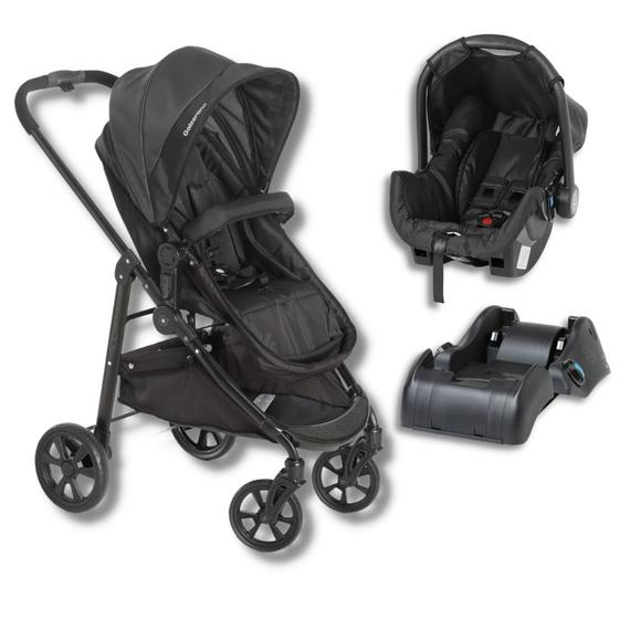 Imagem de Carrinho olympus new black (preto) + bebe conforto grid + base - galzerano