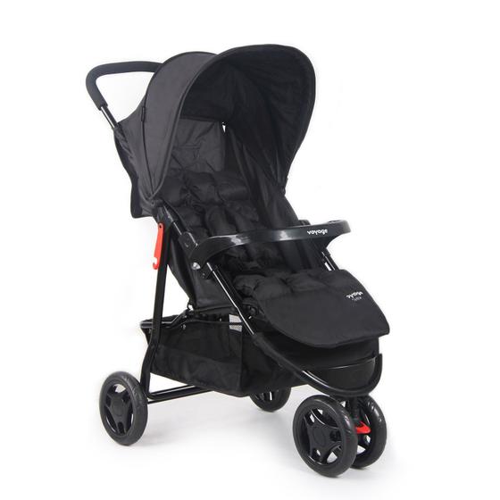 Imagem de Carrinho p/ Bebê Delta Preto 3 Rodas Passeio Conforto Voyage