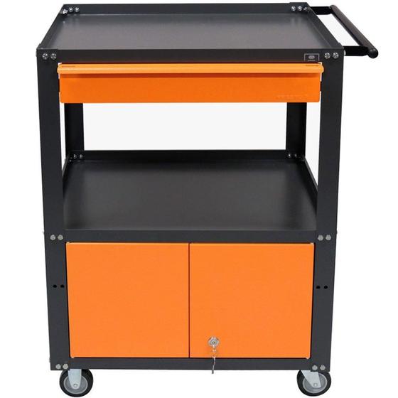 Carrinho para Ferramentas Semi Fechado Cinza/Laranja Desmontável Suporta 120kg Presto Menor preço em Carrinho para Ferramentas Semi Fechado Cinza/Laranja Desmontável Suporta 120kg Presto