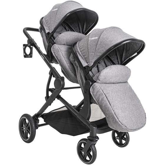 Carrinho de Bebe Kiddo Duplo Pair Cinza Carrinho de Bebe Kiddo Duplo Pair Cinza