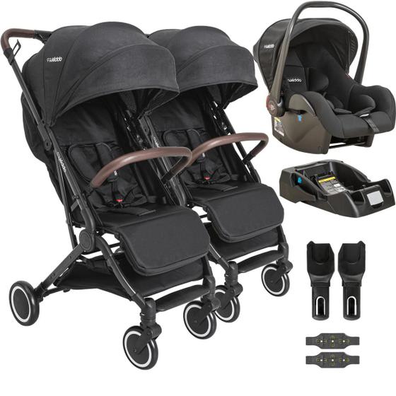 Carrinho para Gemeos com Bebe Conforto Base Kiddo Sprint Preto ...
