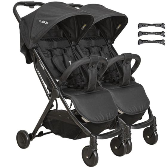 Carrinho de Bebe Kiddo Gêmeos Road Preto Carrinho de Bebe Kiddo Gêmeos Road Preto