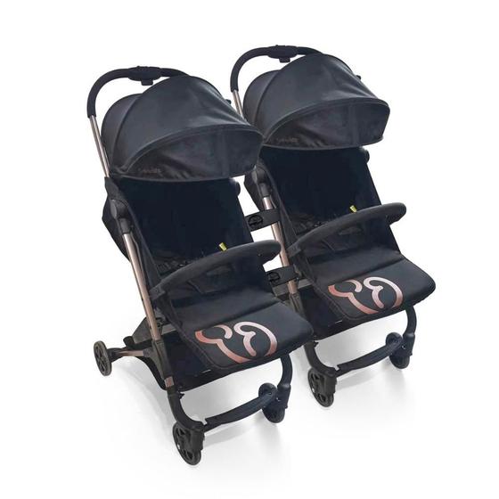 Carrinho de Bebe Galzerano Gêmeos Duolee Preto
