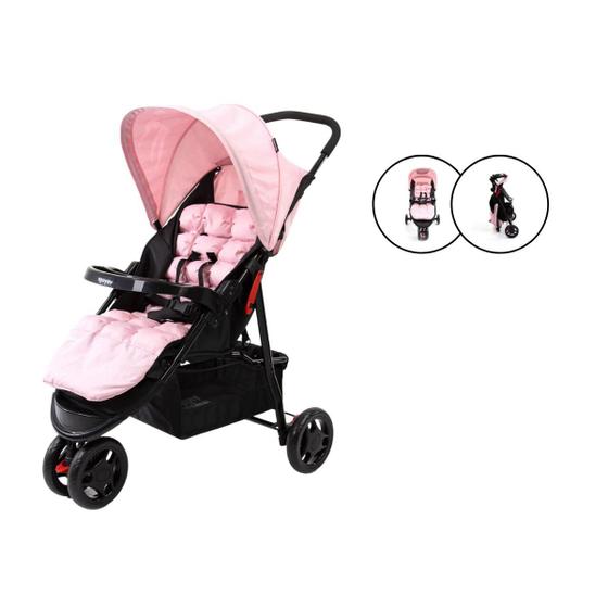 Carrinho Passeio Fácil Prático Reclinável Delta Rosa-Voyage - Mini ...