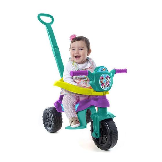 Imagem de Carrinho Passeio Motoca Triciclo Empurrador Proteção Criança