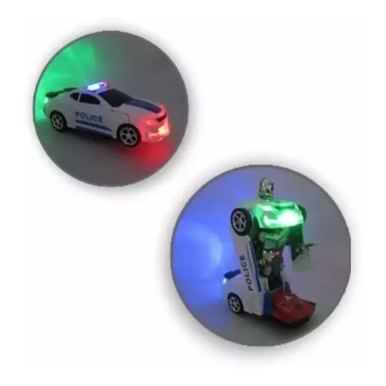 Imagem de Carrinho Policia Transformes Robô Musical Luz Bate E Volta