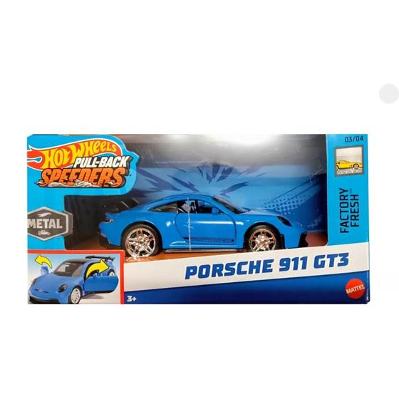 Imagem de Carrinho Porsche 911 GT3 Hot Wheels Pull Back Speeders  Factory Fresh