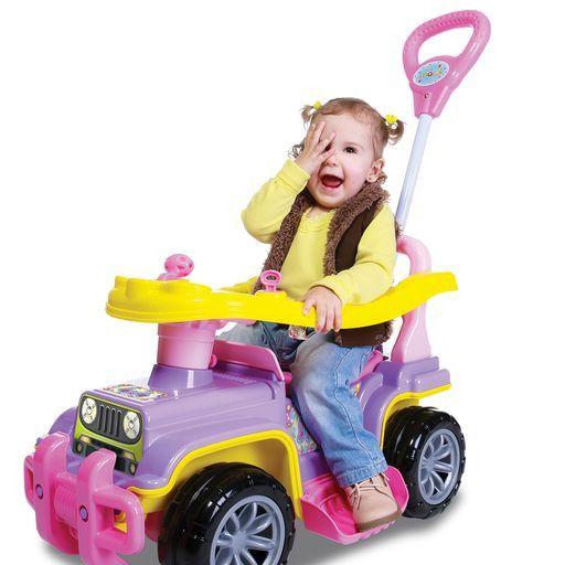 Imagem de Carrinho Quadriciclo De Passeio Infantil Com Empurrador Bebe Menina