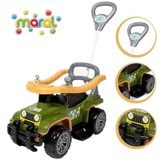 Imagem de Carrinho Quadriciclo Infantil Passeio Empurrador Jip Jip Militar