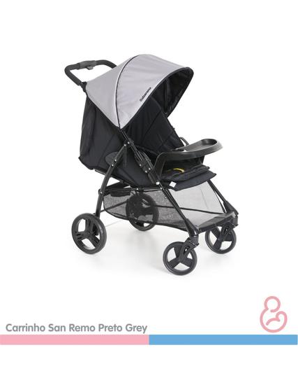 Carrinho de Bebe Galzerano San Remo Preto e Cinza Carrinho de Bebe Galzerano San Remo Preto e Cinza