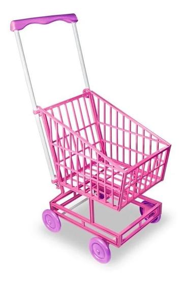 Imagem de Carrinho Supermercado Compra Brinquedo Menina Infantil Rosa