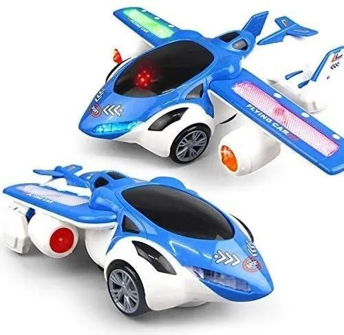 Imagem de Carrinho Transforme Carro P/ Avião Musical Luz Bate E Volta Gira 360 Graus