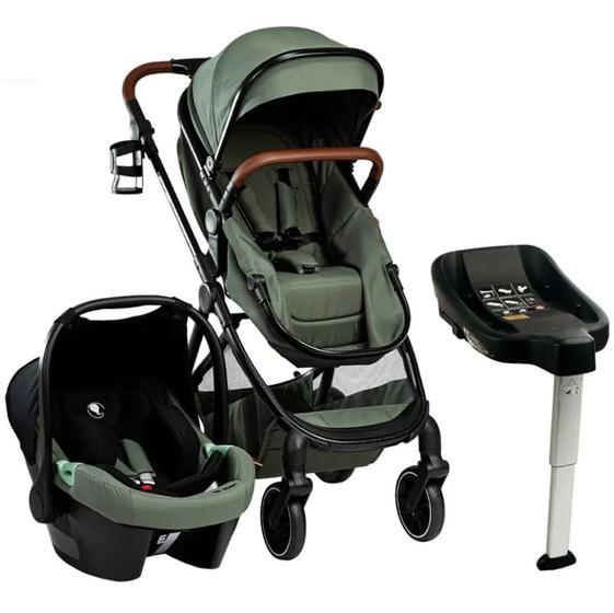 Imagem de Carrinho trio street pistache com bebe conforto e base isofix - abc design