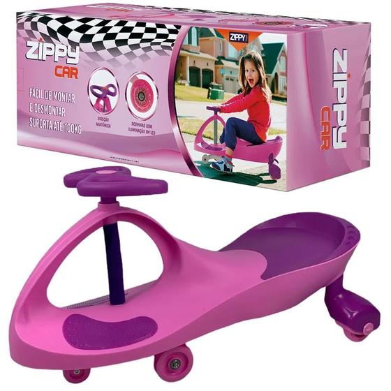 Imagem de Carrinho Zippy Car Rosa Com Led Suporta Até 100kg 7312 - Zippy Toys