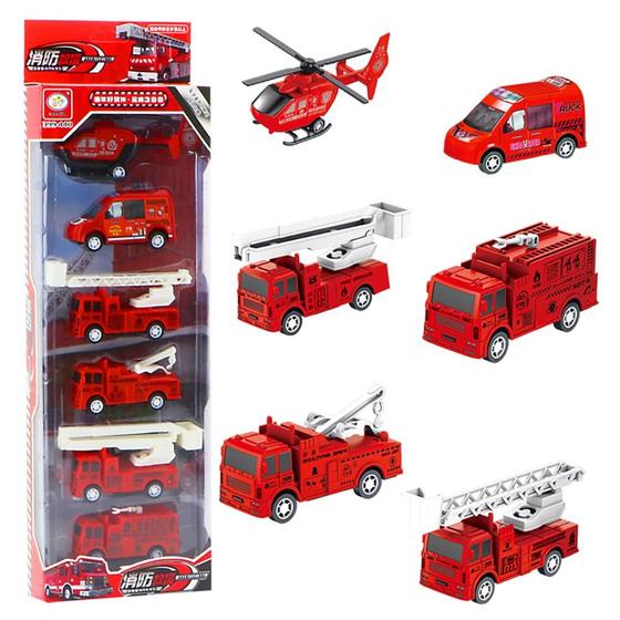 Imagem de Carrinhos De Bombeiro Fricção Miniatura Brinquedo 6 Peças