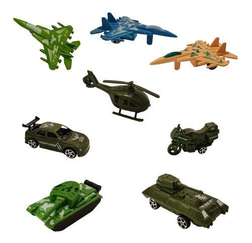Imagem de Carrinhos Miniaturas Kit 8 Peças Militar Plástico Brinquedo