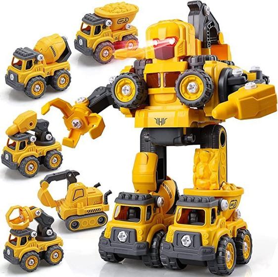 Imagem de Carrinhos Robo 5 em 1 Brinquedo Infantil Monta e Desmonta Construbots - Mega Compras 