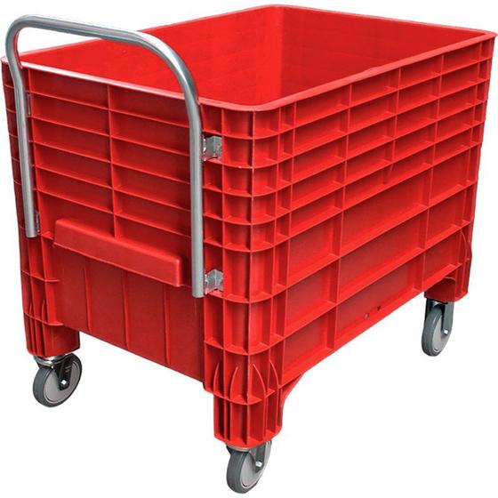Imagem de Carro caixa 1030 na cor vermelho com cabo e rodizios de 6 polegadas