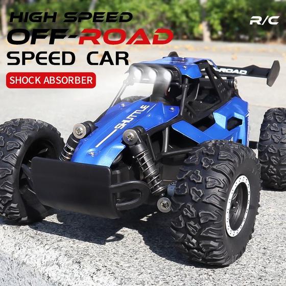 Imagem de Carro controle remoto Azul, luz LED para crianças, modelo 2.4G, 2WD off-road   veículo de escalada, carros ao ar livre