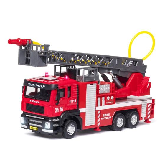 Imagem de Carro de bombeiros fundido sob pressão modelo 1/50 em liga metálica com spray de água