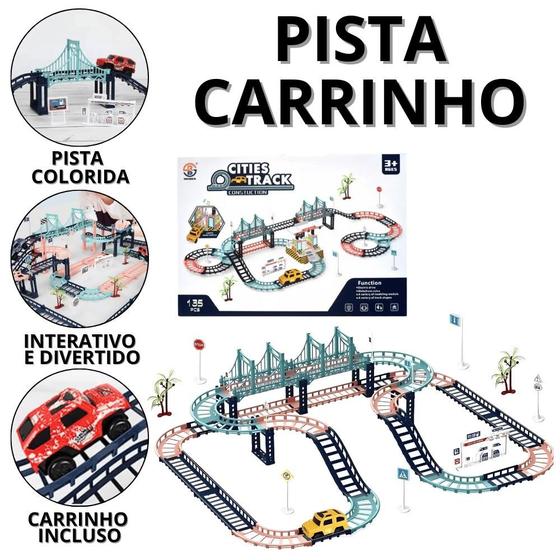 Imagem de Carro De Brinquedo Com Pista Carrinho De Corrida Infantil Trilha Maluca Trilho Foguete Criança