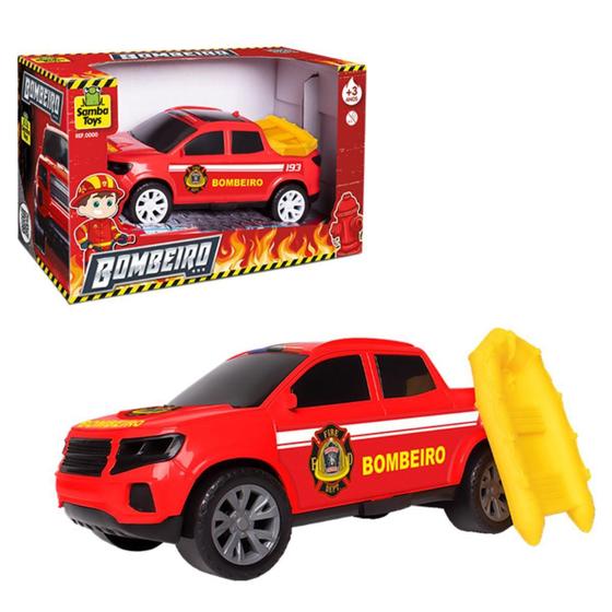 Imagem de Carro de brinquedo pick-up bombeiro com bote salva-vidas - Samba toys