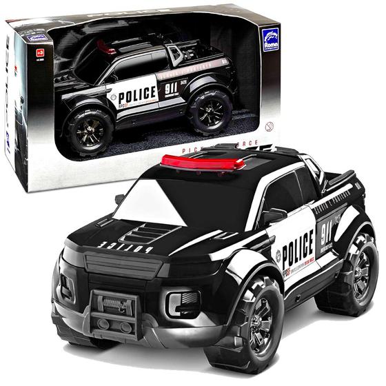 Imagem de Carro de Polícia Monster Pick-up Caminhonete Preta e Branca