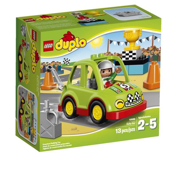 Imagem de Carro de rally LEGO DUPLO 10589 de brinquedo com pódio de troféus e acessórios