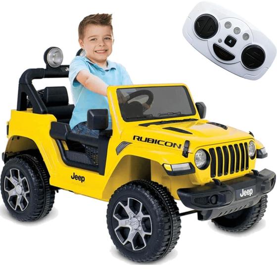 Carro Eletrico Bandeirante Jeep Wrangler Amarelo 12V Controle - Mini ...