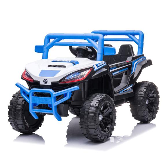 Imagem de Carro Elétrico Bug Utv 12V Infantil Quadriciclo Controle Bluetooth Usb Azul Brinqway Bw-278 Som Luz