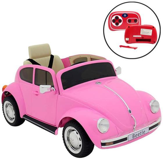 Imagem de Carro Elétrico Fusca Beetle 12V Rosa com Controle Remoto 914010 BEL