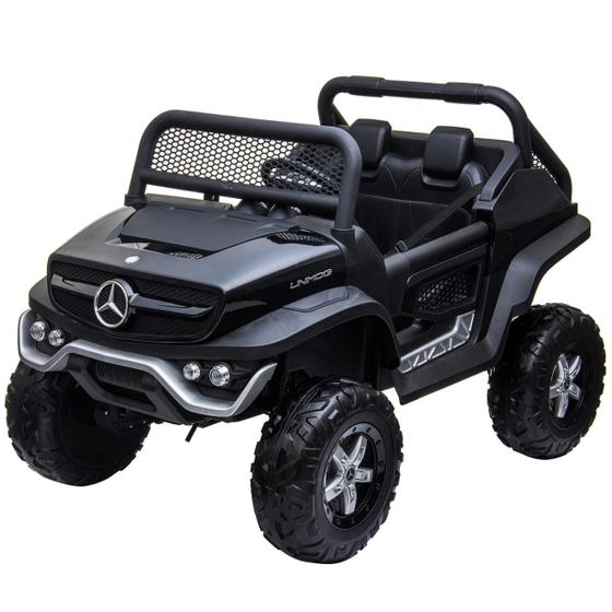 Imagem de Carro Elétrico Infantil Com Controle Quadriciclo Criança Até 25Kg 2 Assentos Musica Luz Som 12v MP3 USB Mercedes Unimog