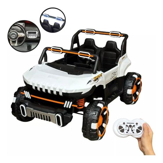 Imagem de Carro Elétrico Utv 12V Infantil Buggy Quadriciclo Controle Bluetooth Usb Branco Brinqway Bw-277 Som