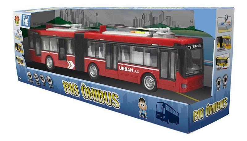 Imagem de Carro Fricção Big Ônibus Com Luz E Som 6166 Dm Toys Vermelho