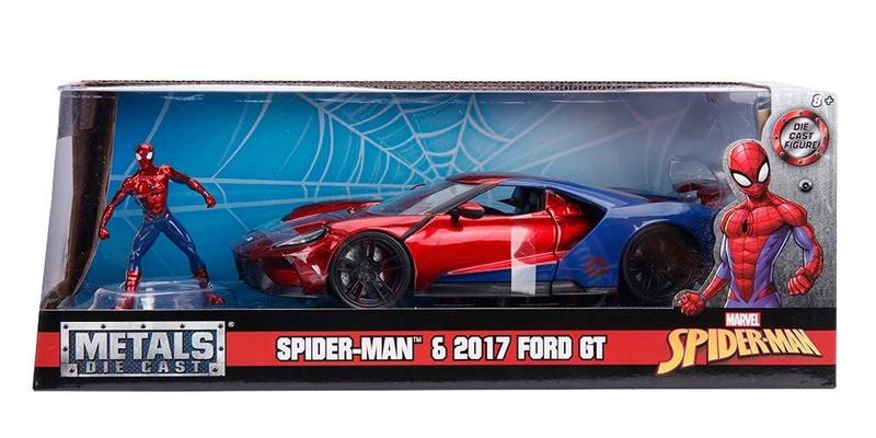 Imagem de Carro fundido sob pressão Jada Toys Marvel 2017 Ford GT 1:24 com Homem-Aranha