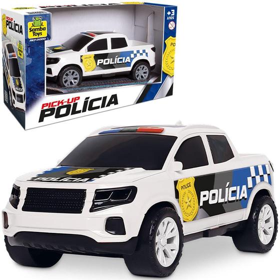 Imagem de Carro pick-up policia roda livre 21x9,5x8cm na caixa - SAMBA TOYS
