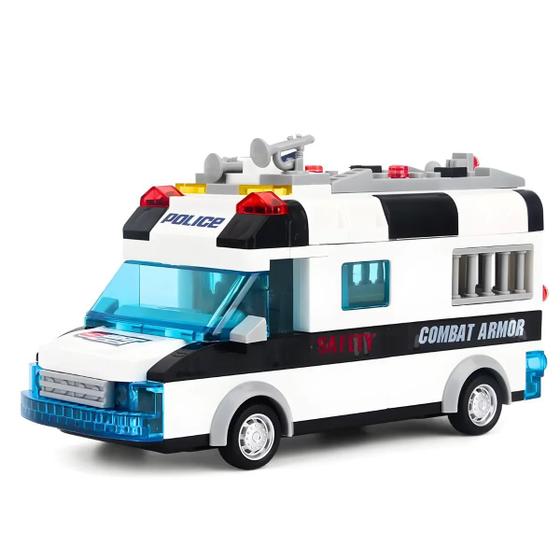 Imagem de Carro Policia 77 Peças Lego Brinquedo com Luz Som