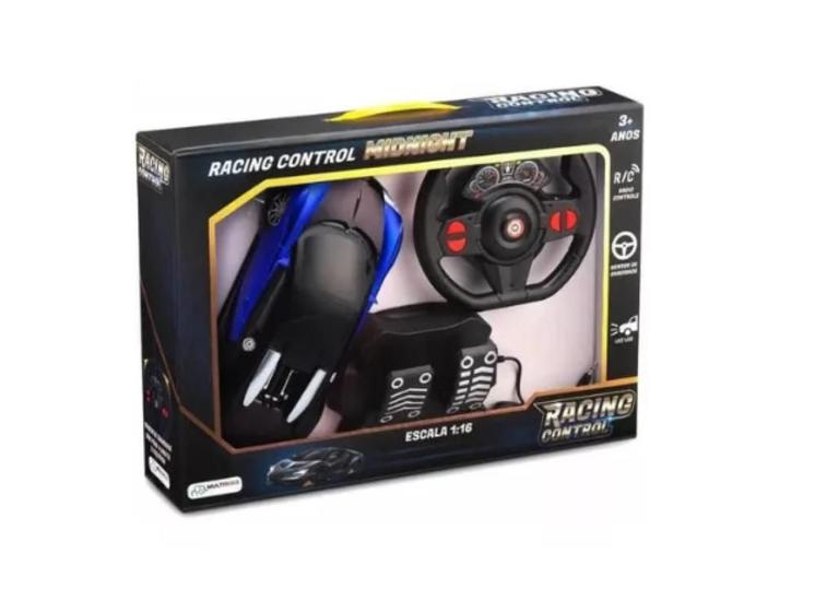 Imagem de Carro Racing Control Midnight Preto e Azul - Volante e Pedal