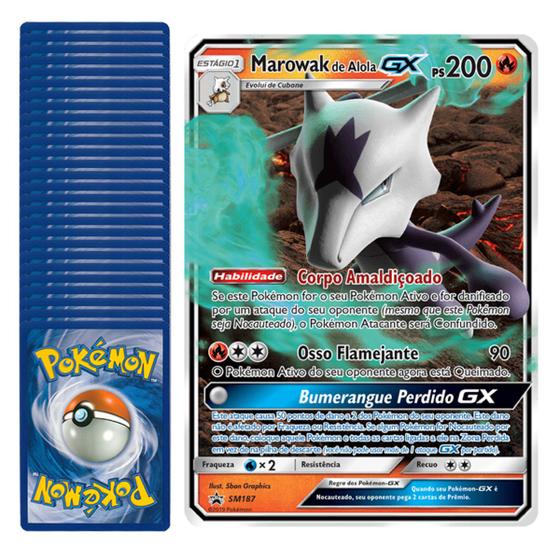 Imagem de Carta Pokémon Jumbo Brilhante Marowak de Alola GX Foil HP